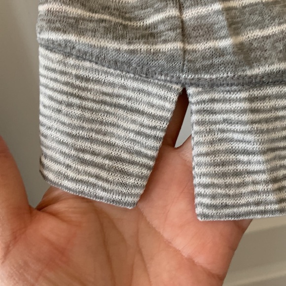 NWT LOFT Gray And White Stripe Crewneck Top - Picture 7 of 11